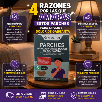 GargaCalm™ – Parches para Dolor de Garganta Crónico y Faringitis | 6 unidades