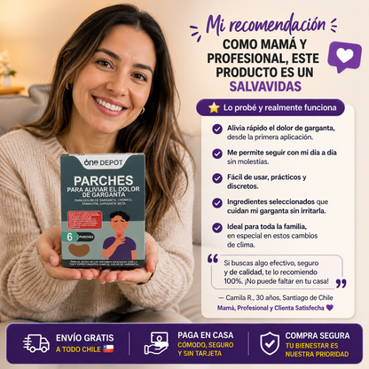 GargaCalm™ – Parches para Dolor de Garganta Crónico y Faringitis | 6 unidades