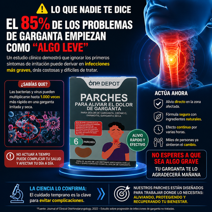 GargaCalm™ – Parches para Dolor de Garganta Crónico y Faringitis | 6 unidades
